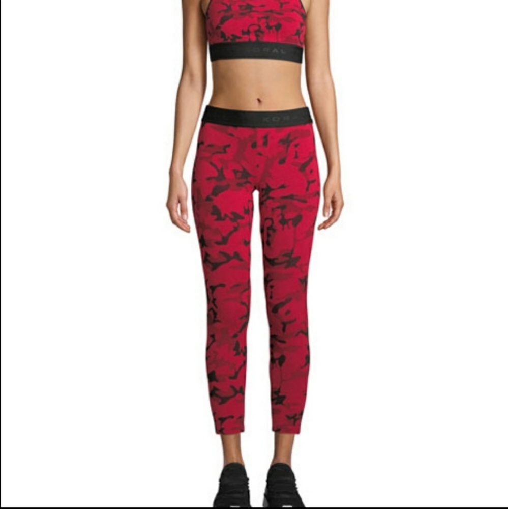 Koral Red and Black Camo Crop Leggings